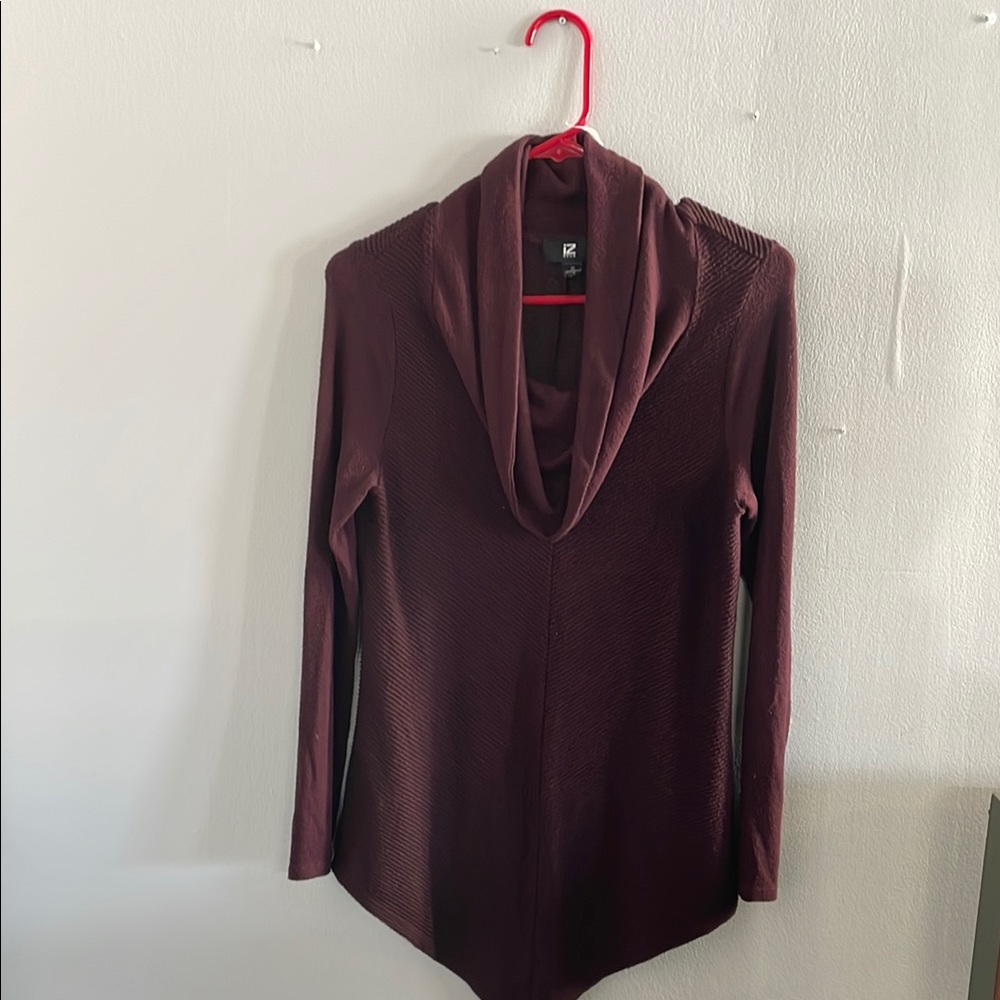 Iz Byer Red Cowl Neck Sweater with Relaxed Fit